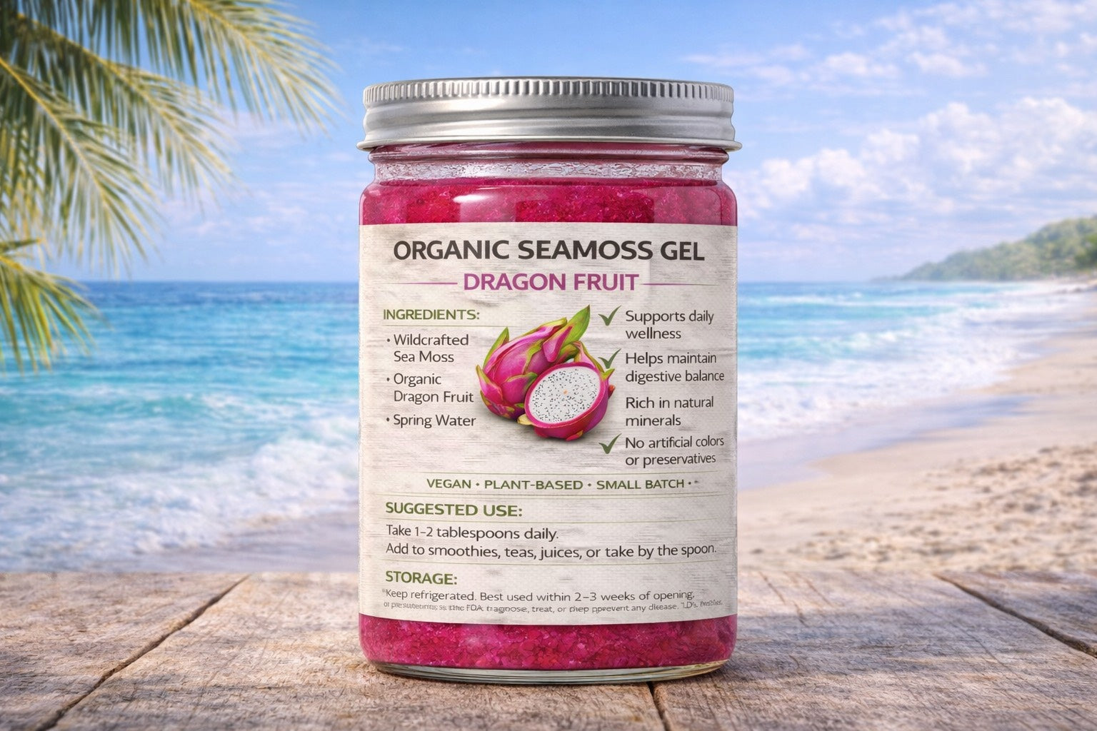 Organic Seamoss Gel Dragon Fruit